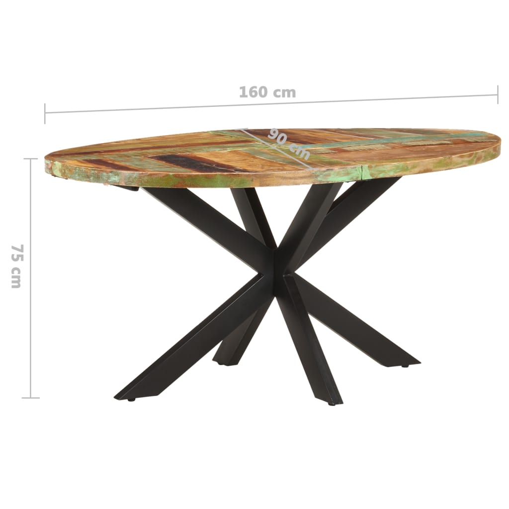 vidaXL Mesa de jantar 160x90x75 cm madeira recuperada maciça