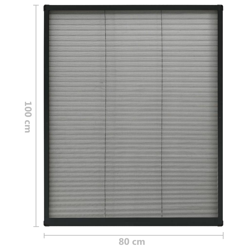 vidaXL Tela anti-insetos plissada janelas 80x100cm alumínio antracite