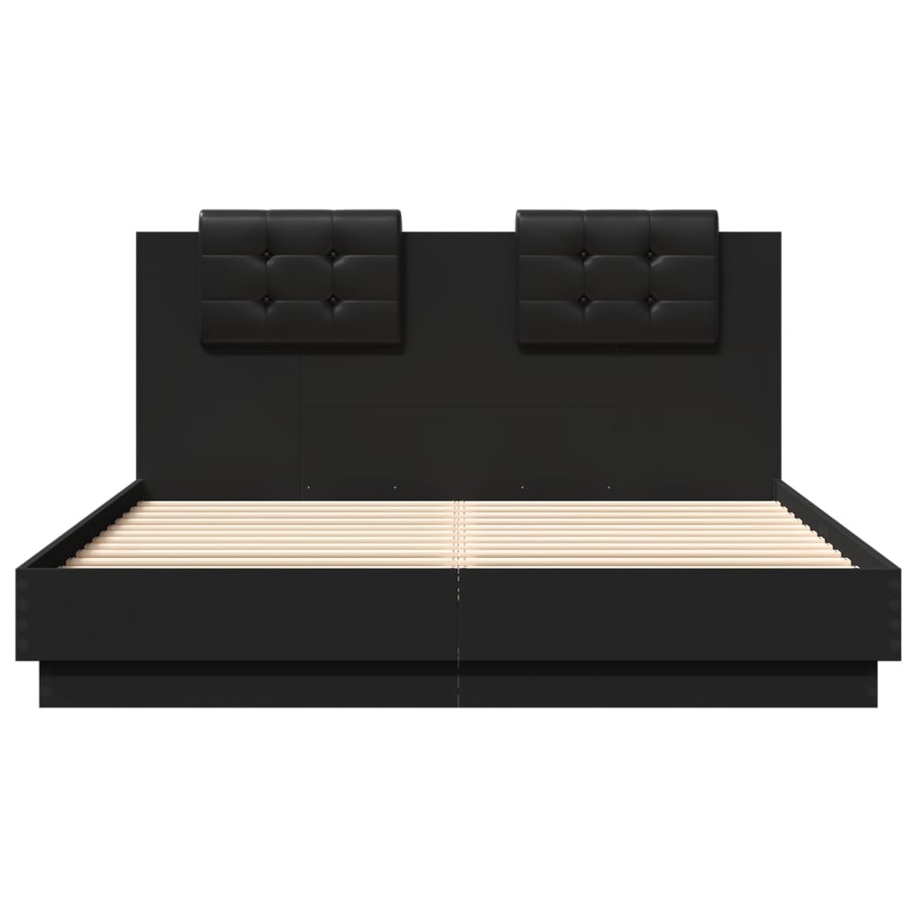 vidaXL Estrutura cama c/ cabeceira 140x200 cm derivados madeira preto
