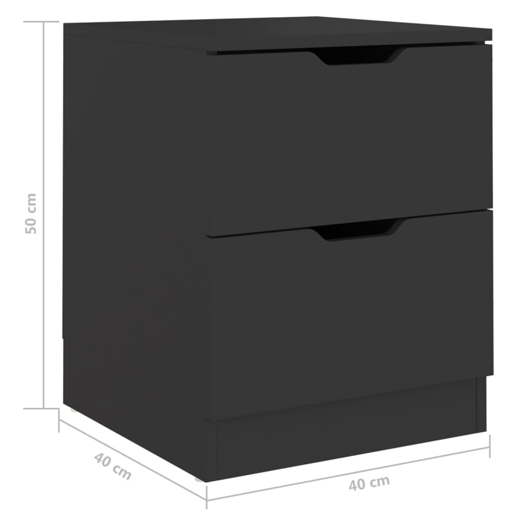 vidaXL Mesas de cabeceira 2 pcs 40x40x50 cm contraplacado preto