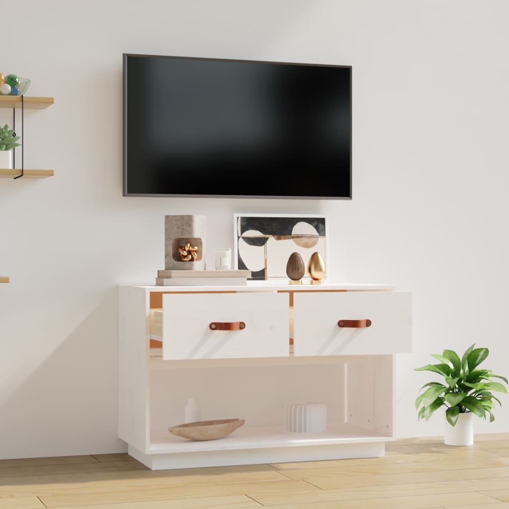 vidaXL Móvel de TV 90x40x60 cm madeira de pinho maciça branco
