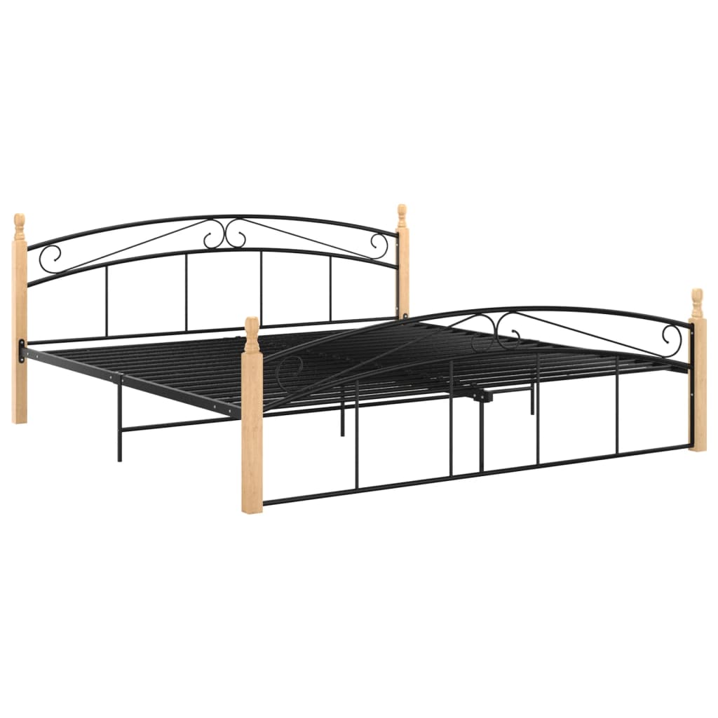 vidaXL Estrutura de cama 180x200cm metal/madeira carvalho maciça preto