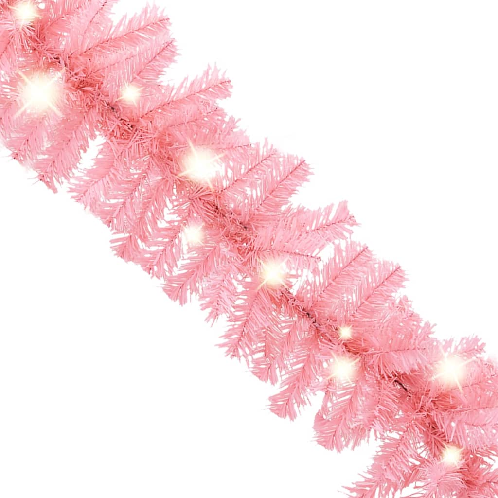 vidaXL Grinalda de Natal com luzes LED 5 m cor-de-rosa