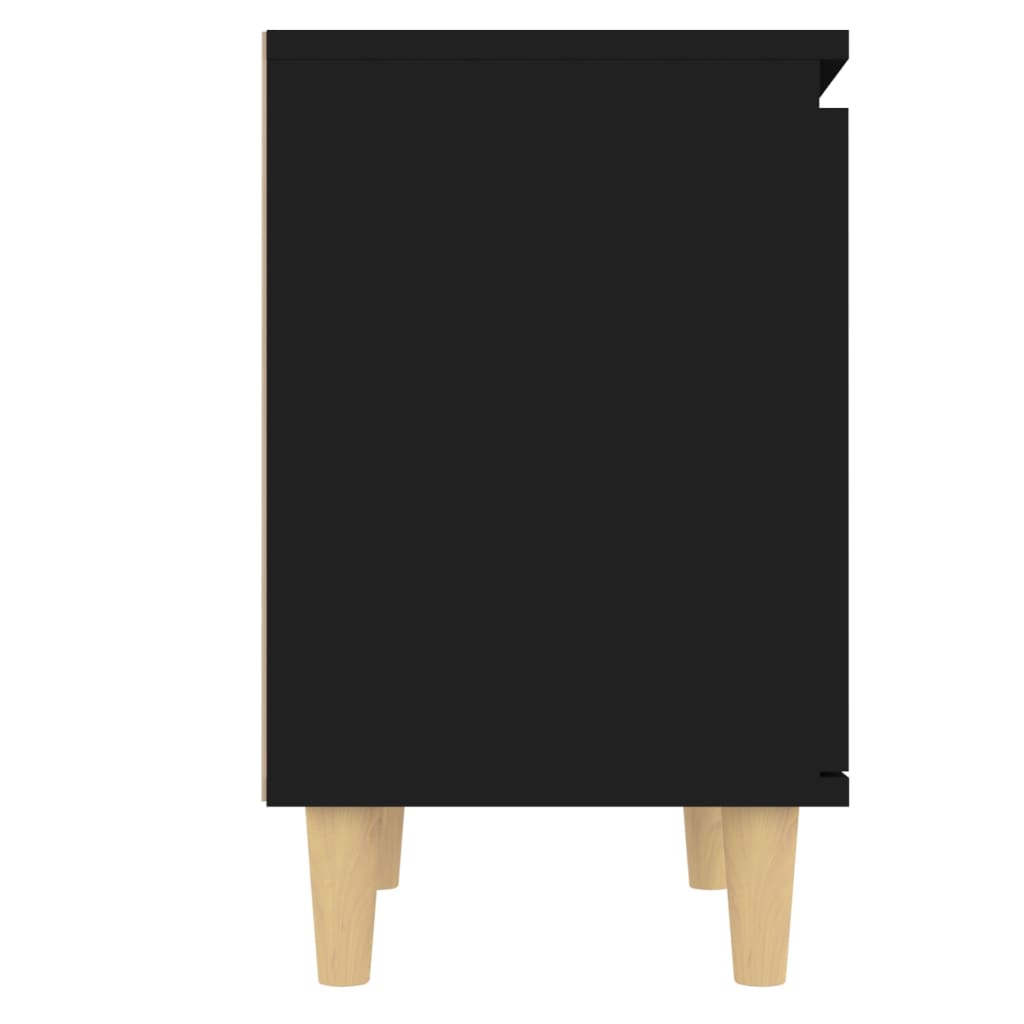 vidaXL Mesa de cabeceira c/ pernas madeira maciça 40x30x50 cm preto
