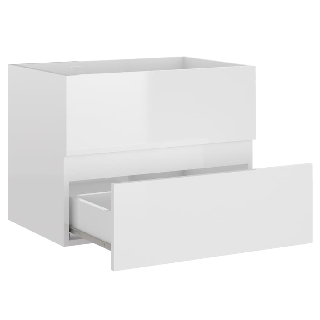 vidaXL Armário lavatório 60x38,5x45 cm contraplacado branco brilhante