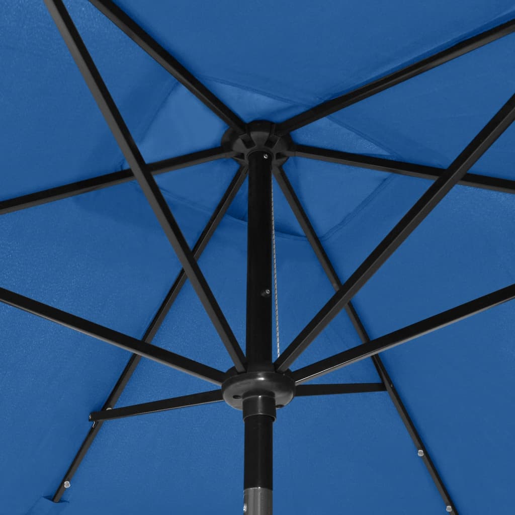 vidaXL Guarda-sol com luzes LED e poste de aço 2x3 m azul ciano