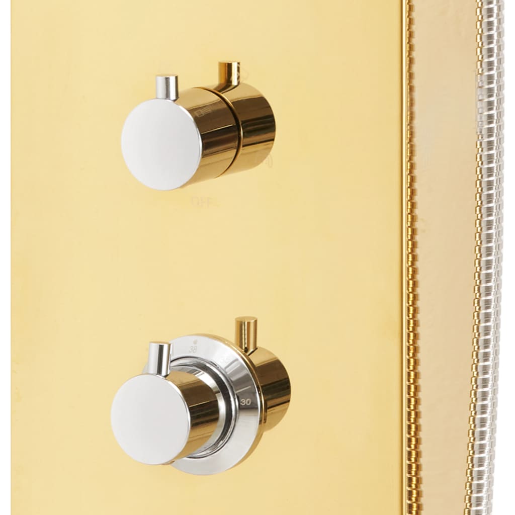 vidaXL Sistema de duche curvo em aço inoxidável 201 dourado