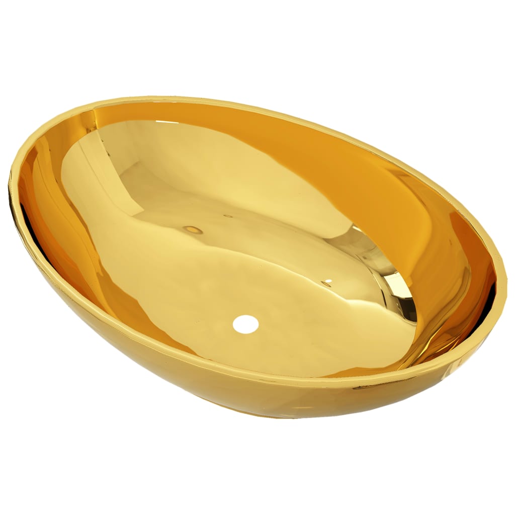vidaXL Lavatório 40x33x13,5 cm cerâmica dourado
