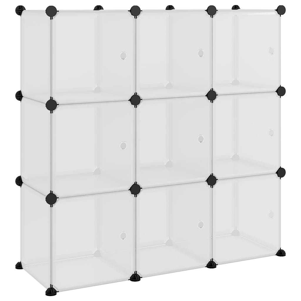 vidaXL Organizador de arrumação com 9 cubos e portas PP transparente