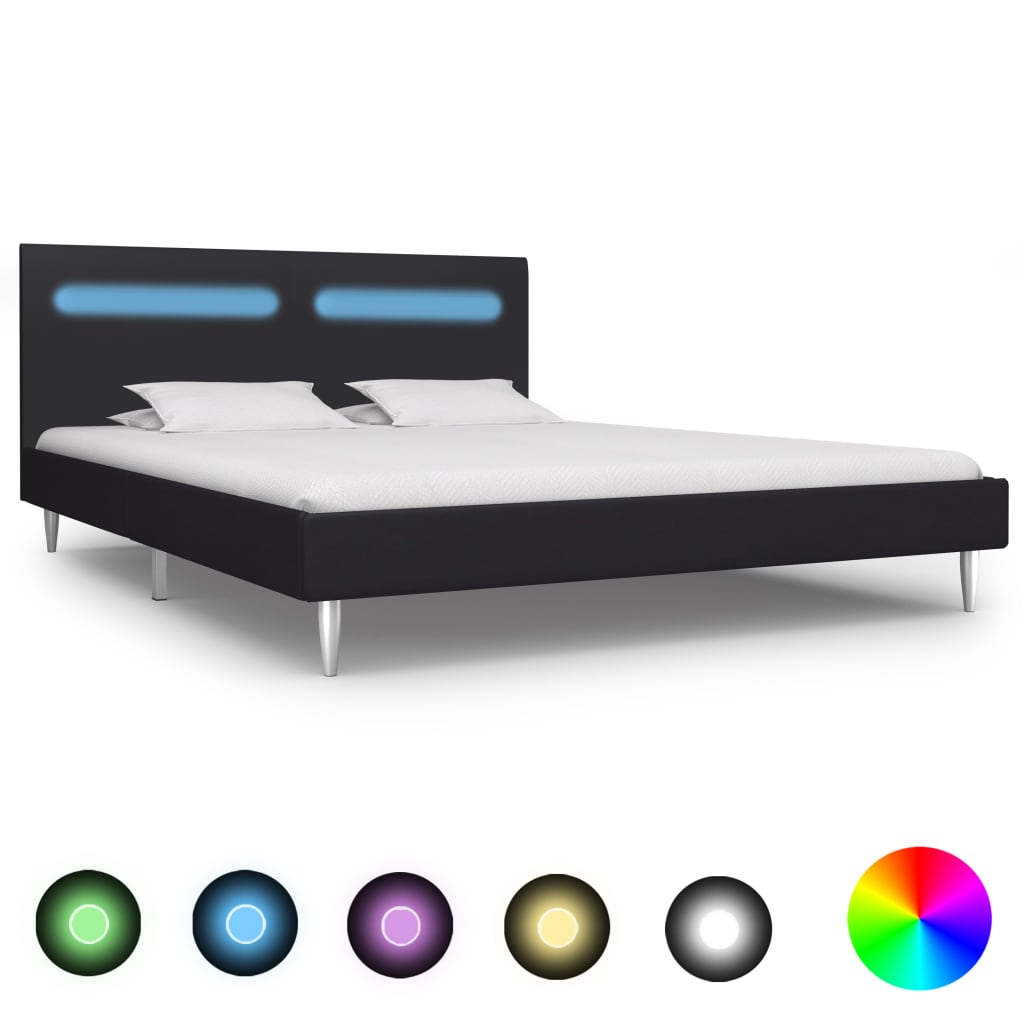 vidaXL Estrutura de cama com LED 160x200 cm tecido preto