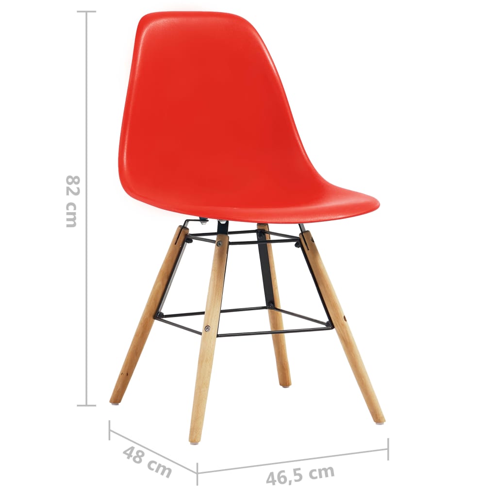 vidaXL Cadeiras de jantar 4 pcs plástico vermelho