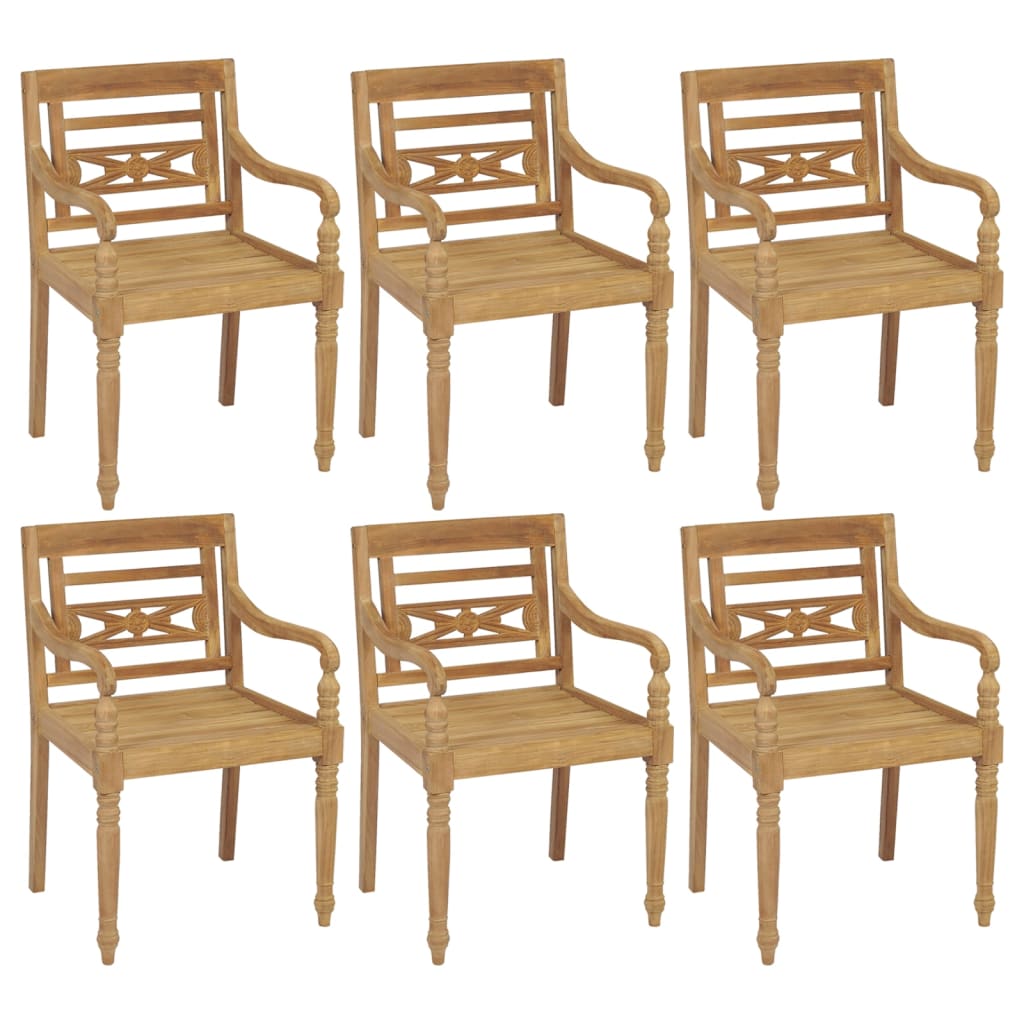 vidaXL Cadeiras Batávia 6 pcs madeira de teca maciça