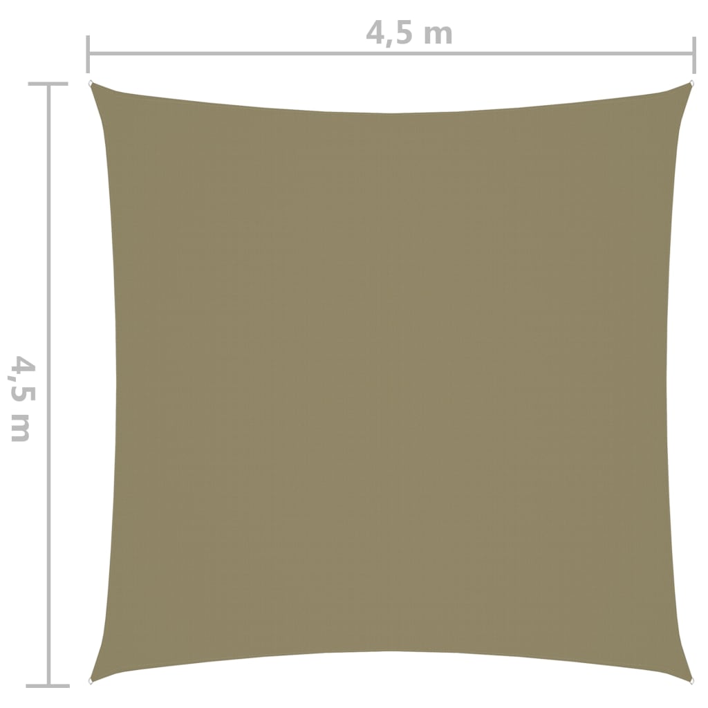 vidaXL Para-sol estilo vela tecido oxford quadrado 4,5x4,5 m bege