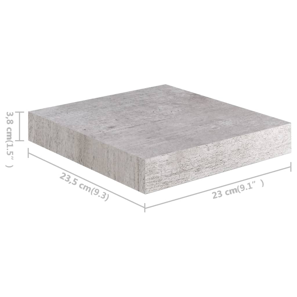 vidaXL Prateleiras de parede 4 pcs 23x23,5x3,8cm MDF cinzento-cimento