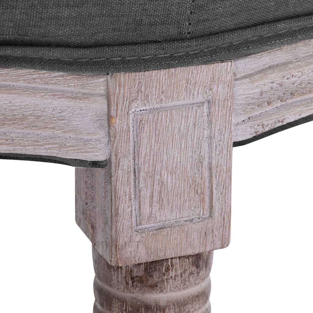 vidaXL Banco em linho e madeira maciça 150x40x48 cm cinzento-escuro