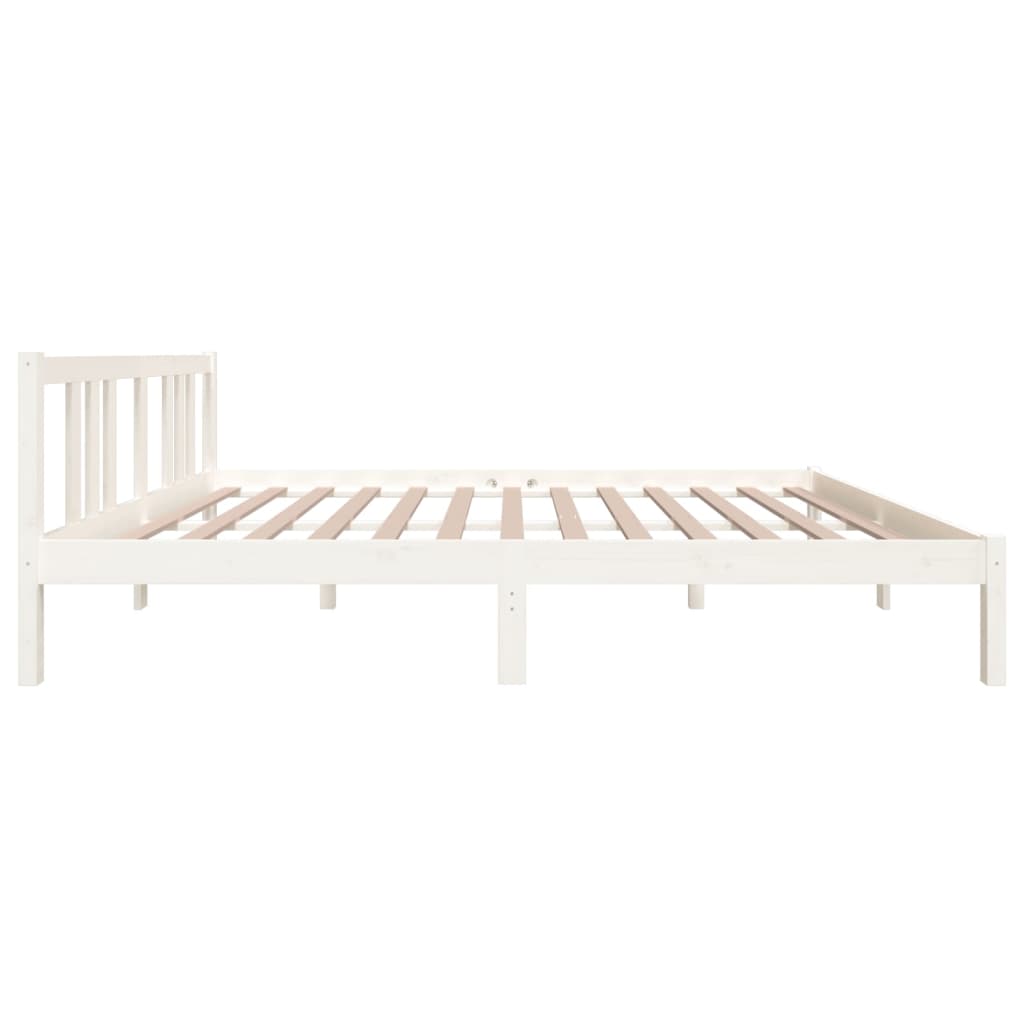 vidaXL Estrutura de cama king 150x200 cm madeira maciça branco