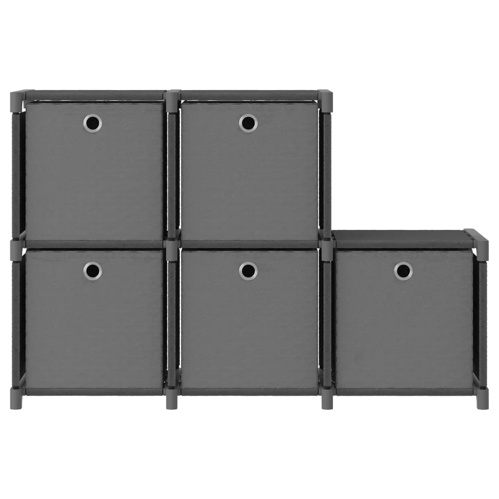 vidaXL Unidade prateleira 5 cubos c/ caixas 103x30x72,5cm tecido cinza