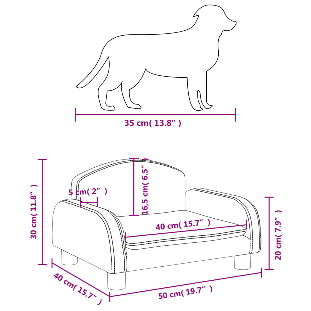 vidaXL Cama para cães 50x40x30 cm couro artificial cinzento
