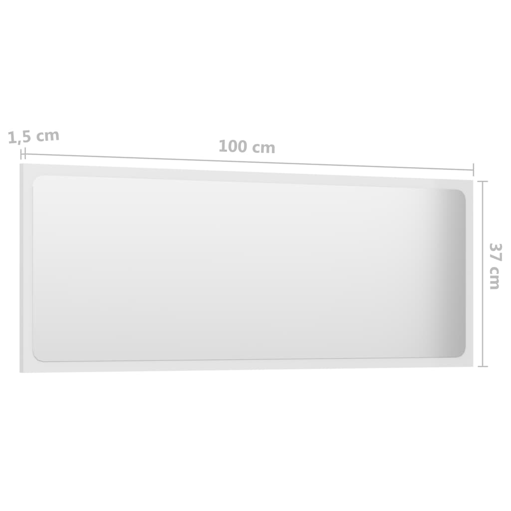 vidaXL Espelho de casa de banho 100x1,5x37cm contrap. branco brilhante