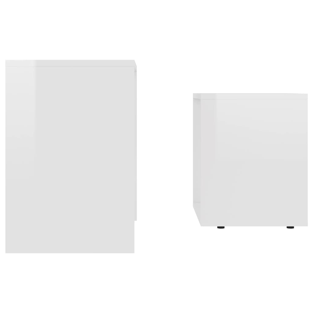 vidaXL Conjunto mesas centro 48x30x45cm contraplacado branco brilhante