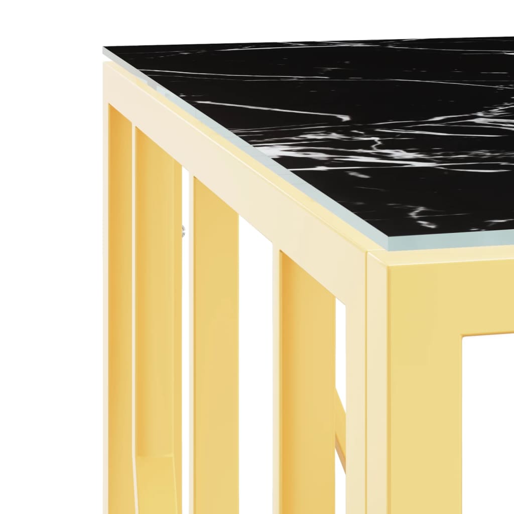 vidaXL Mesa de centro 50x50x50 cm aço inoxidável e vidro dourado