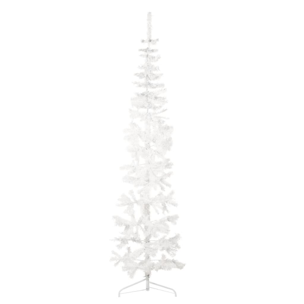 vidaXL Meia árvore de Natal fina com suporte 240 cm branco