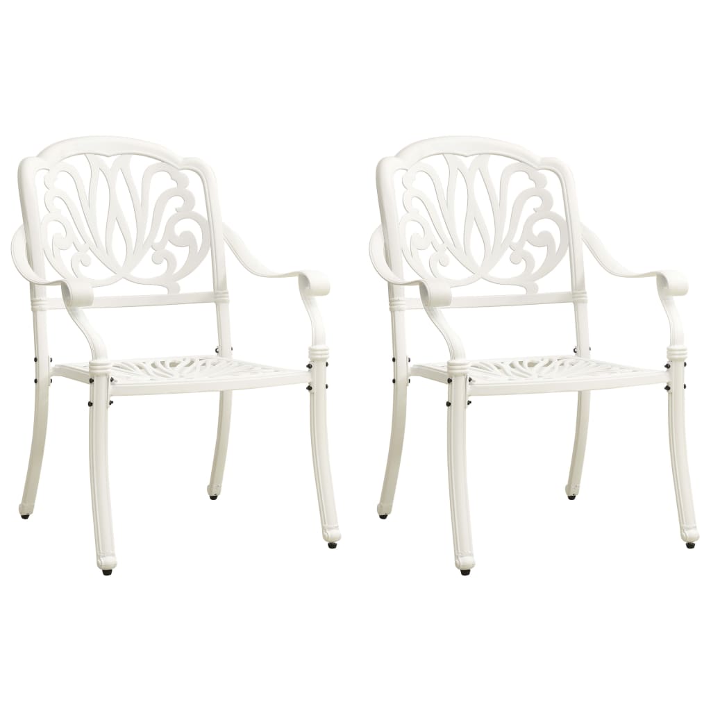 vidaXL Cadeiras de jardim 2 pcs alumínio fundido branco