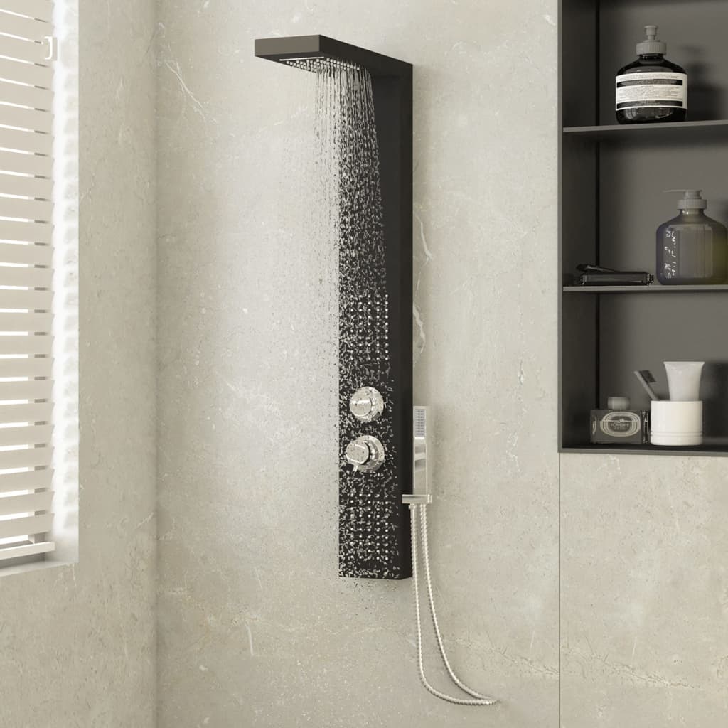 vidaXL Sistema de coluna de duche em alumínio preto