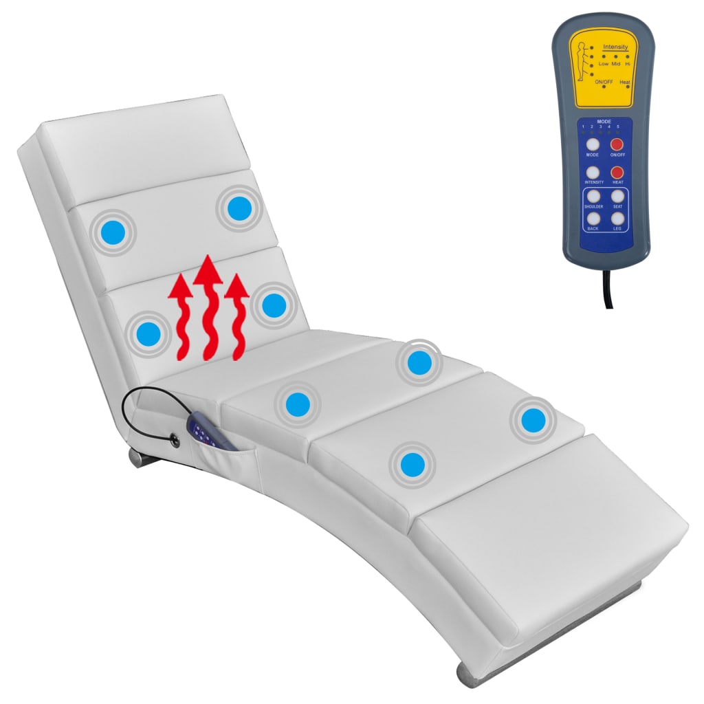 vidaXL Cadeira de massagens couro artificial branco