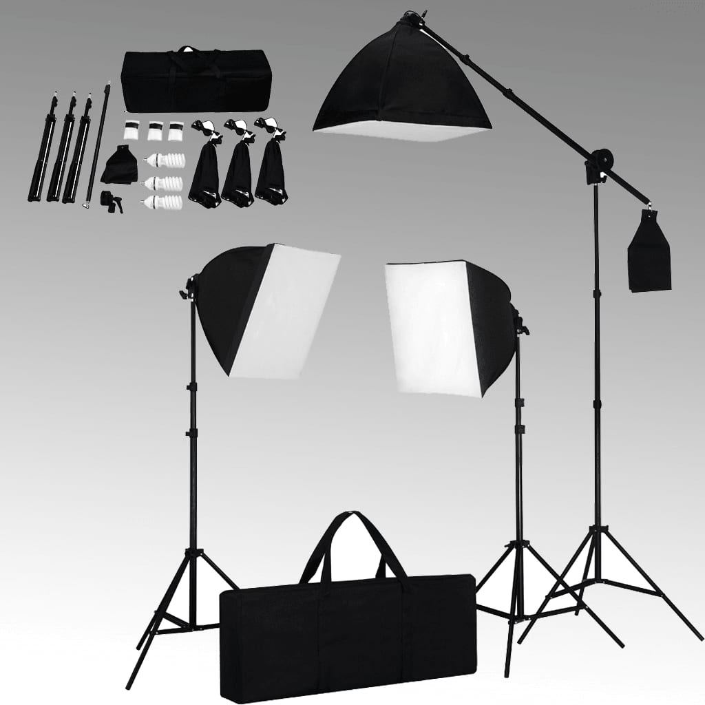 vidaXL Kit de estúdio com softbox de iluminação e fundos