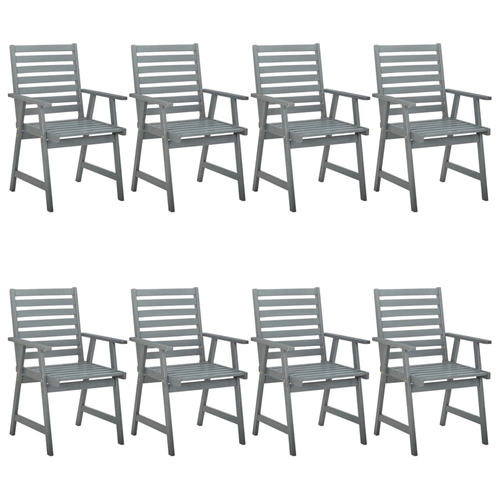vidaXL Cadeiras de jantar exterior 8 pcs acácia maciça cinzento