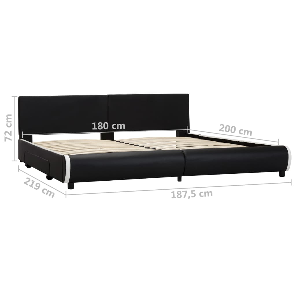 vidaXL Estrutura de cama com gavetas 180x200cm couro artificial preto