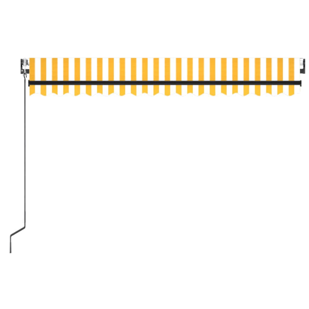 vidaXL Toldo automático LED e sensor de vento 450x350cm amarelo/branco