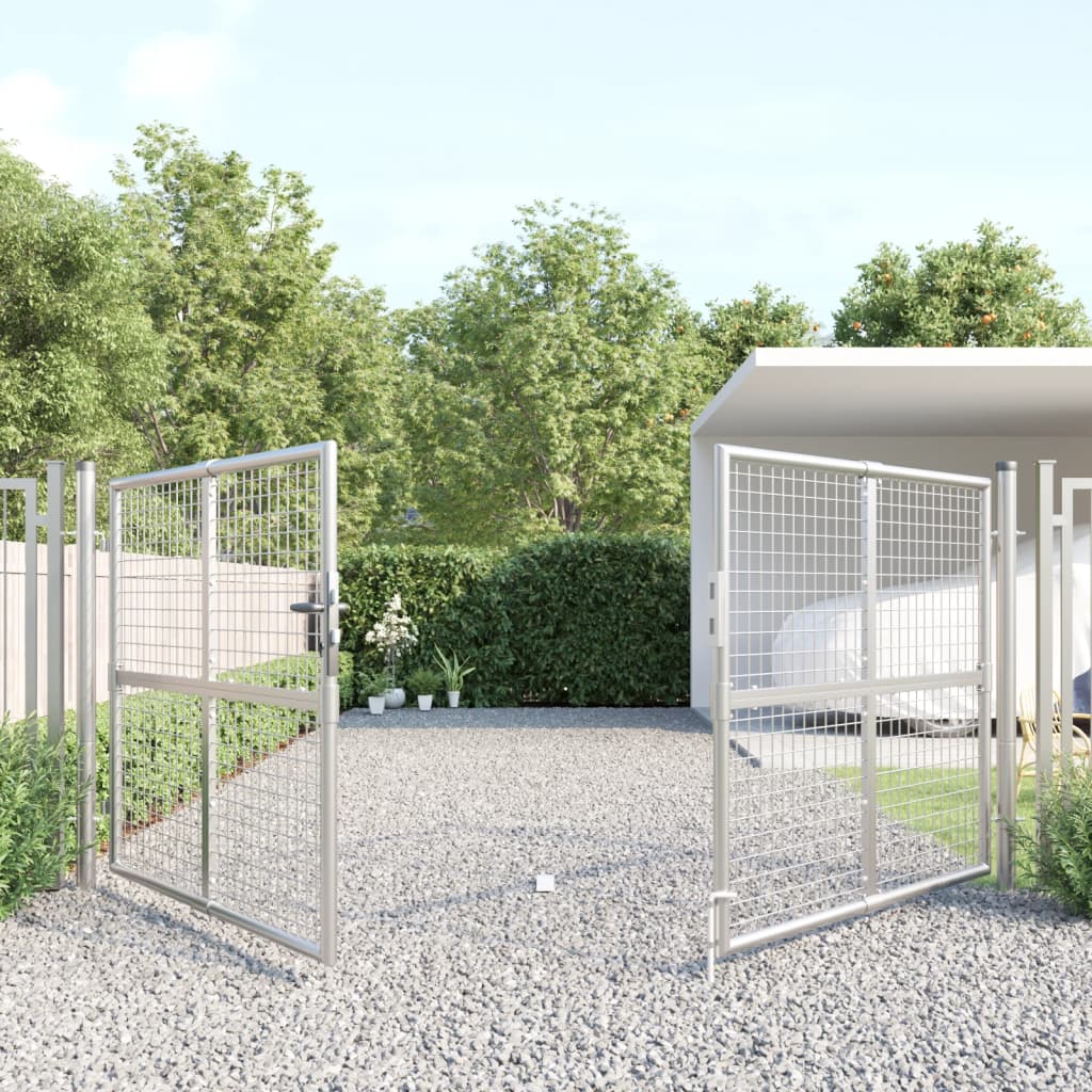 vidaXL Portão de rede para jardim 300x175 cm aço galvanizado prateado