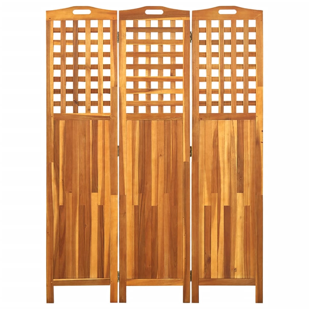 vidaXL Biombo com 3 painéis 121x2x170 cm madeira de acácia maciça