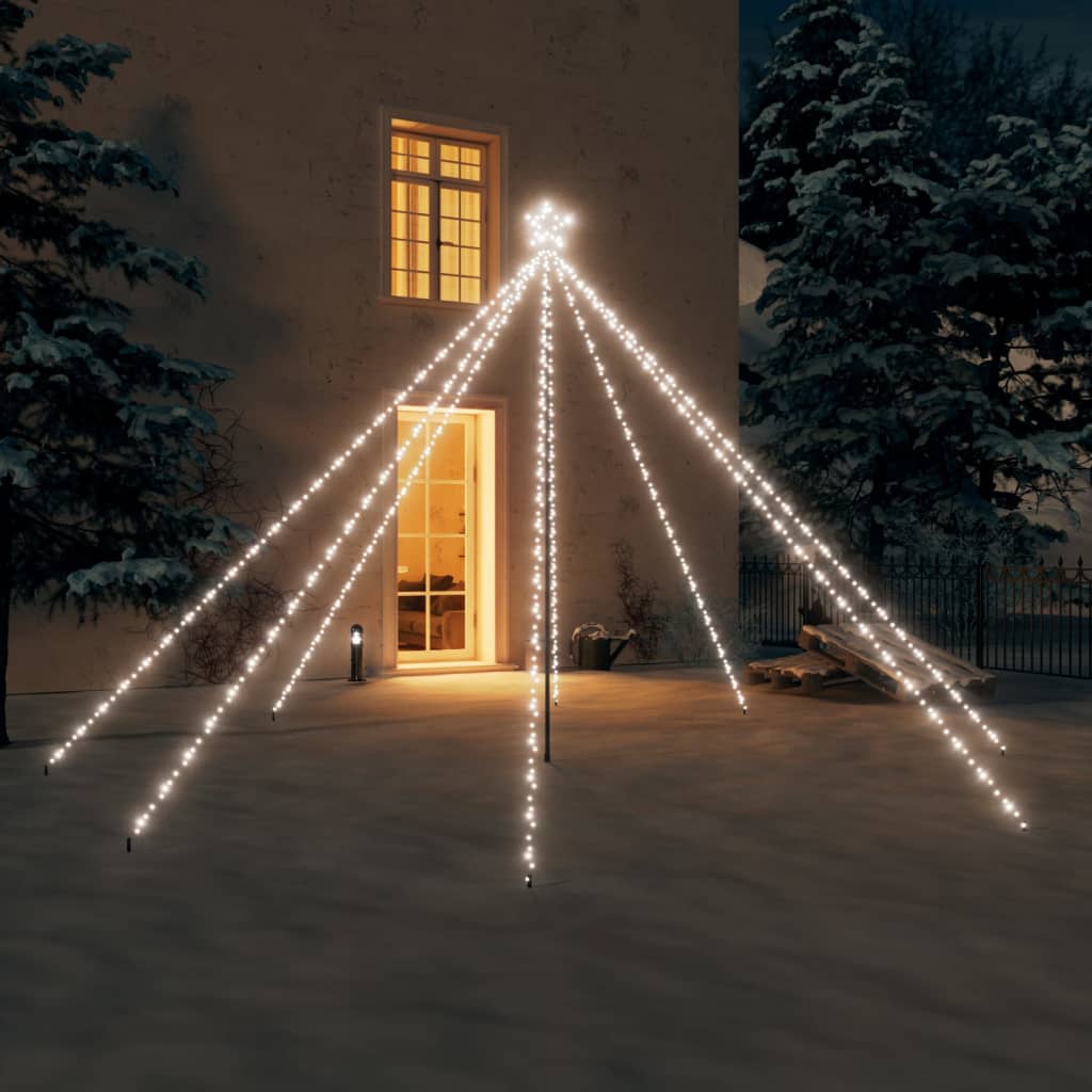 vidaXL Iluminação p/ árvore de Natal int/ext 576 LEDs 3,6m branco frio