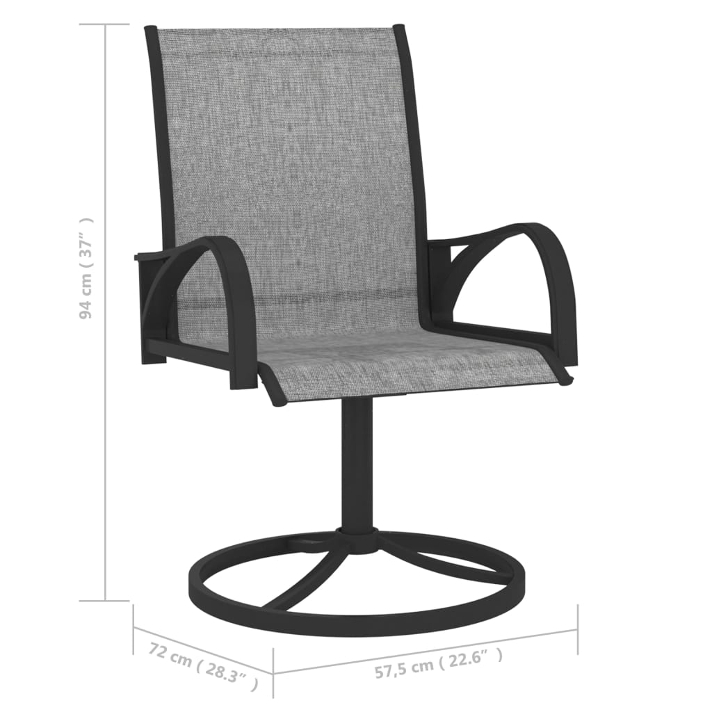 vidaXL Cadeiras de jardim giratórias 2 pcs textilene e aço cinzento