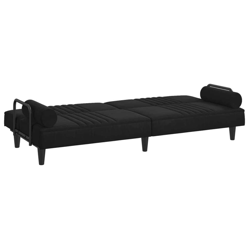 vidaXL Sofá-cama com apoio de braços veludo preto