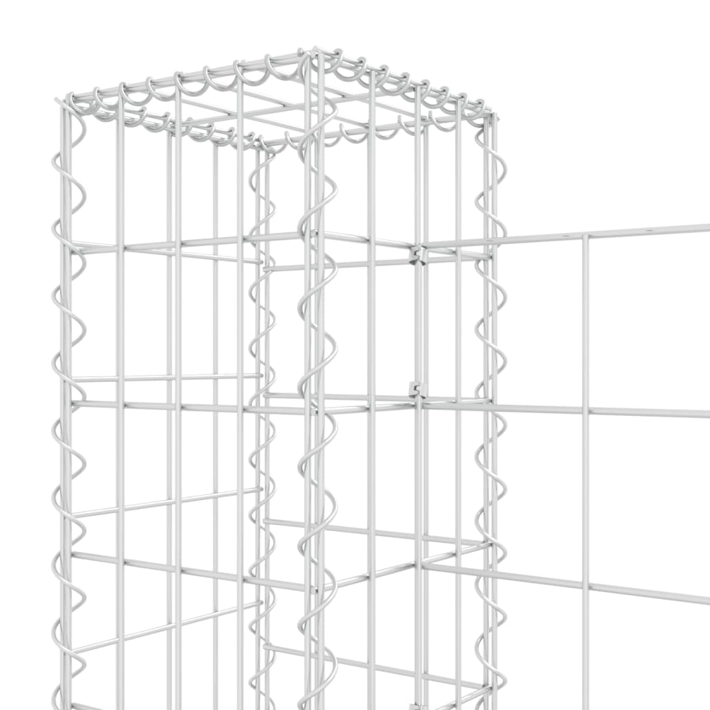 vidaXL Cesto gabião em forma de U c/ 3 postes 260x20x100 cm ferro