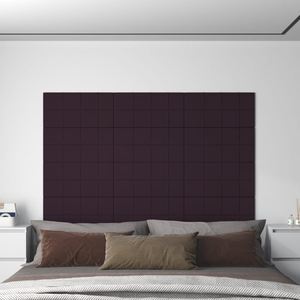 vidaXL Painel de parede 12 pcs 60x30 cm tecido 2,16 m² roxo