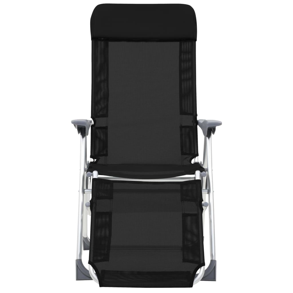 vidaXL Cadeiras campismo dobráveis c/ apoio pés 2 pcs textilene preto