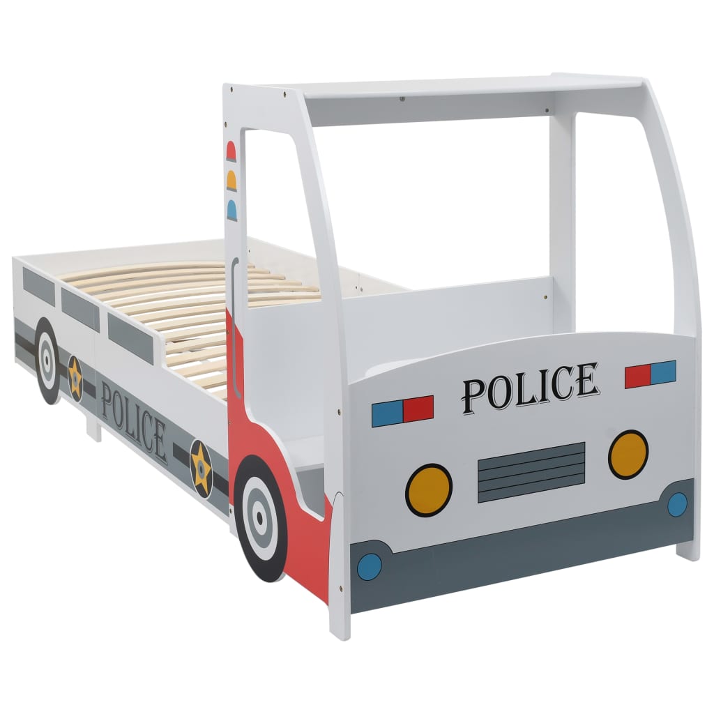 vidaXL Cama carro da policia para crianças com secretária 90x200 cm