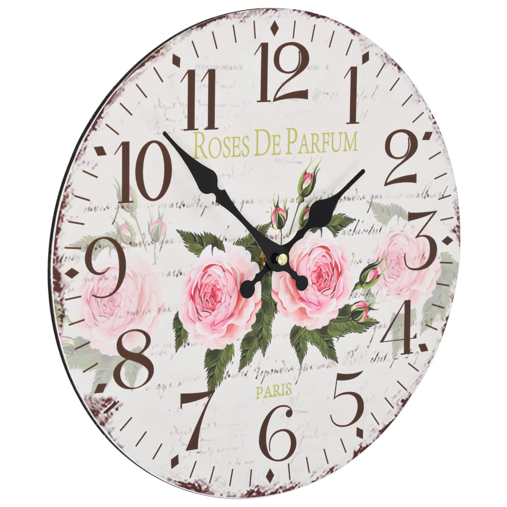 vidaXL Relógio de parede vintage florido 30 cm