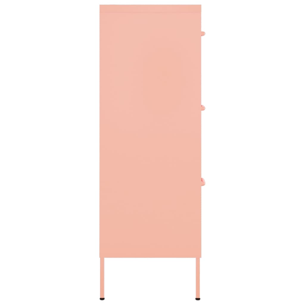vidaXL Armário com gavetas aço 80x35x101,5 cm rosa