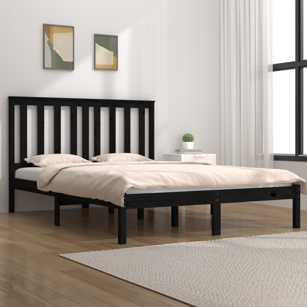 vidaXL Estrutura de cama 120x200 cm madeira de pinho maciça preto