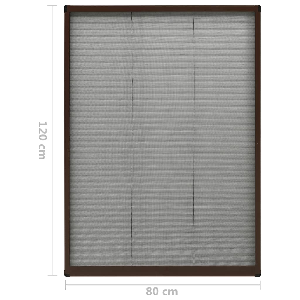 vidaXL Tela anti-insetos plissada p/ janela 80x120cm alumínio castanho