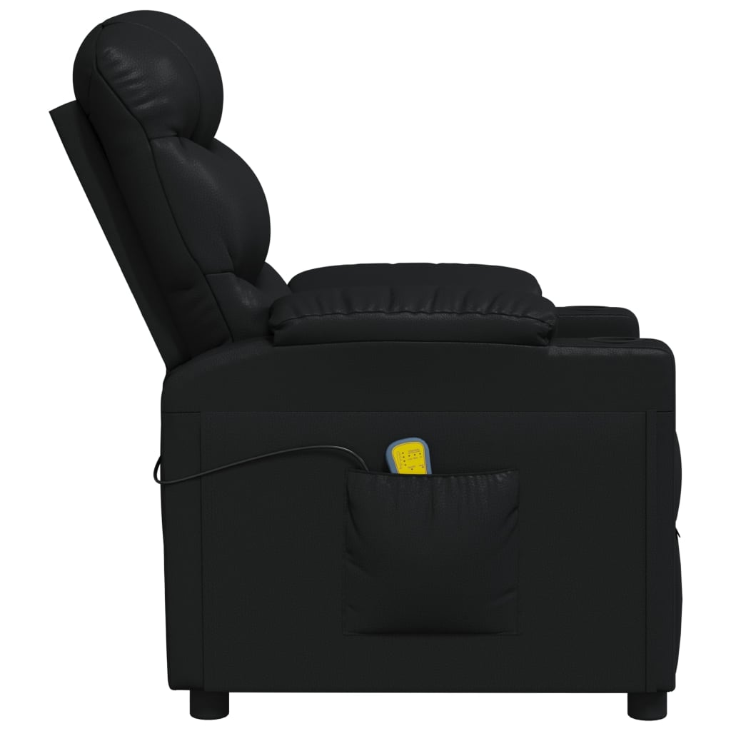 vidaXL Poltrona de massagens couro artificial preto