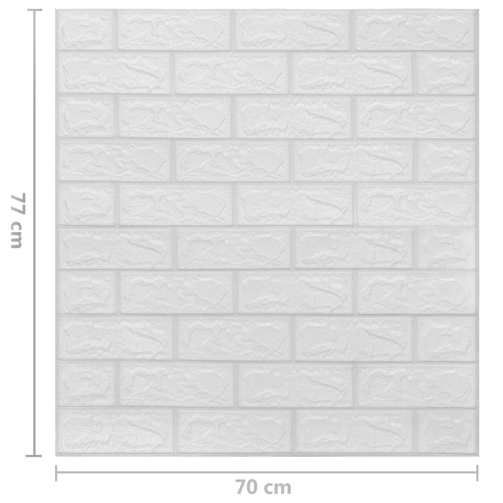 vidaXL Papel de parede 3D autoadesivo tijolos 40 pcs branco