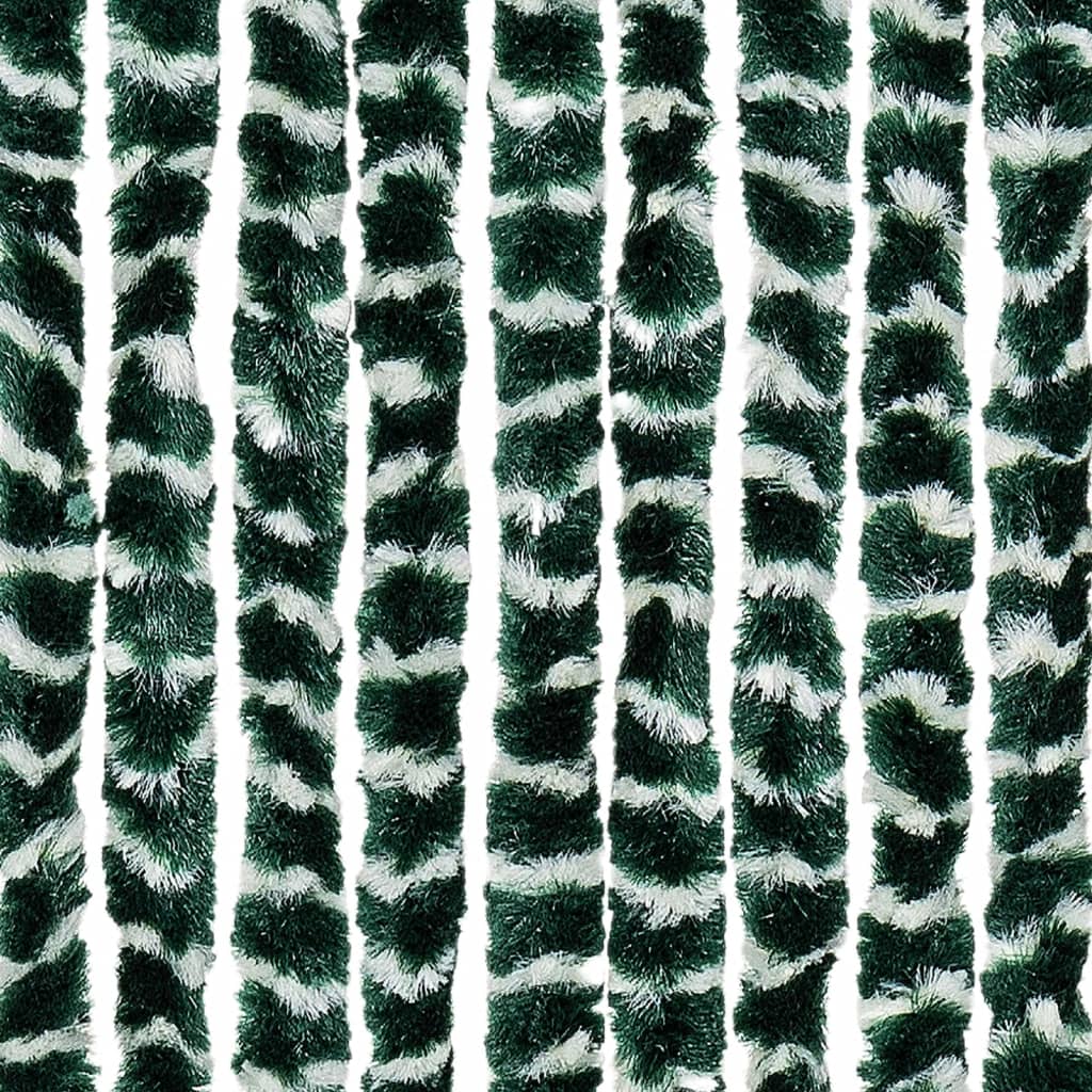 vidaXL Cortina anti-insetos 100x200 cm chenille verde e branco