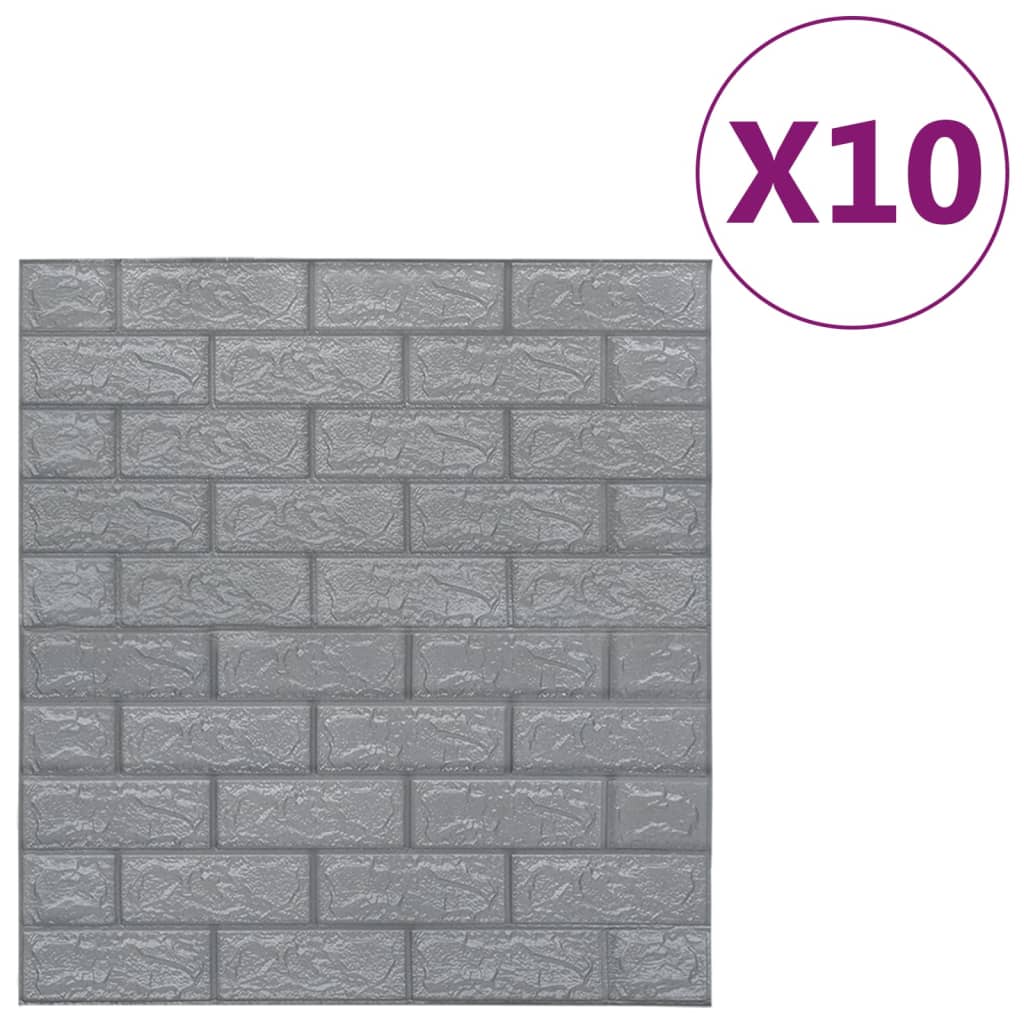 vidaXL Papel de parede 3D autoadesivo tijolos 10 pcs antracite